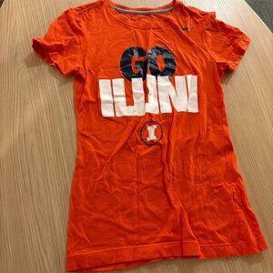 Illinois Fighting Illini T Shirt Women's XS Xtra Small Orange Nike Short Sleeve